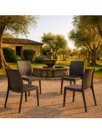 LINEA RATTAN MARRONE SEDIA SELENE SENZA BRACCIOLI 55x46 CENTIMETRI