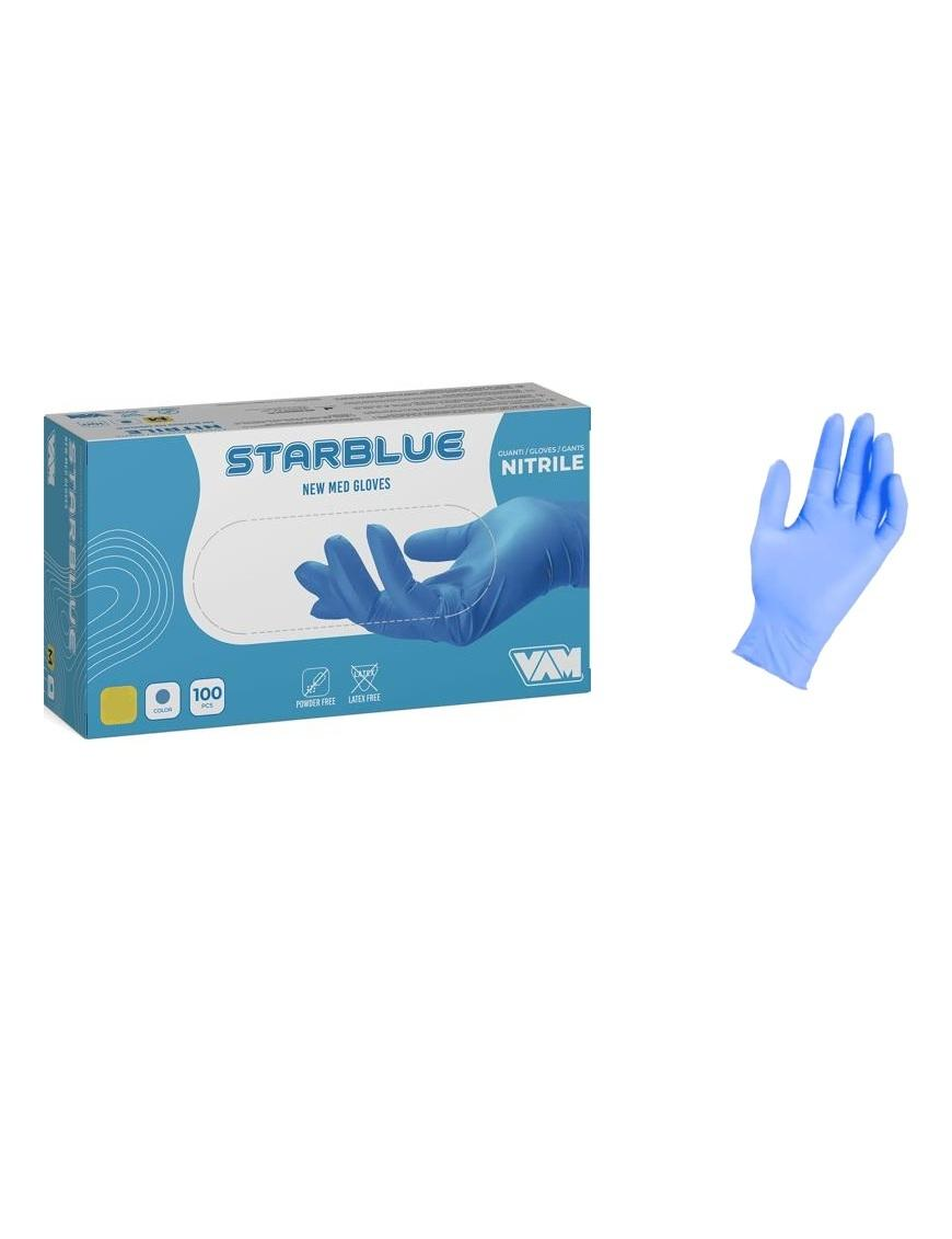 BLUE LINEAR NITRILE GLOVES 100 PIECES L