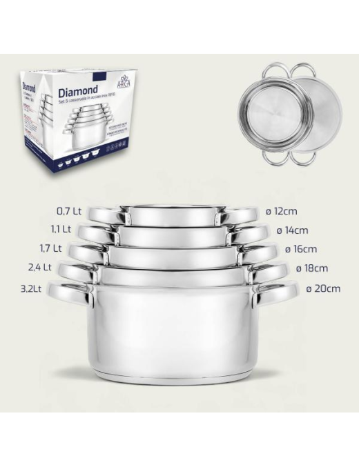 DIAMOND 2-HANDLE CASSEROLE 5 pieces