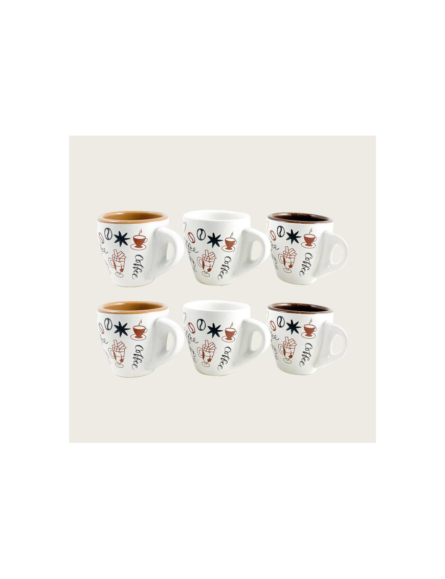 SET 6 TAZZE COFFEe' COLORI ASSORTIT