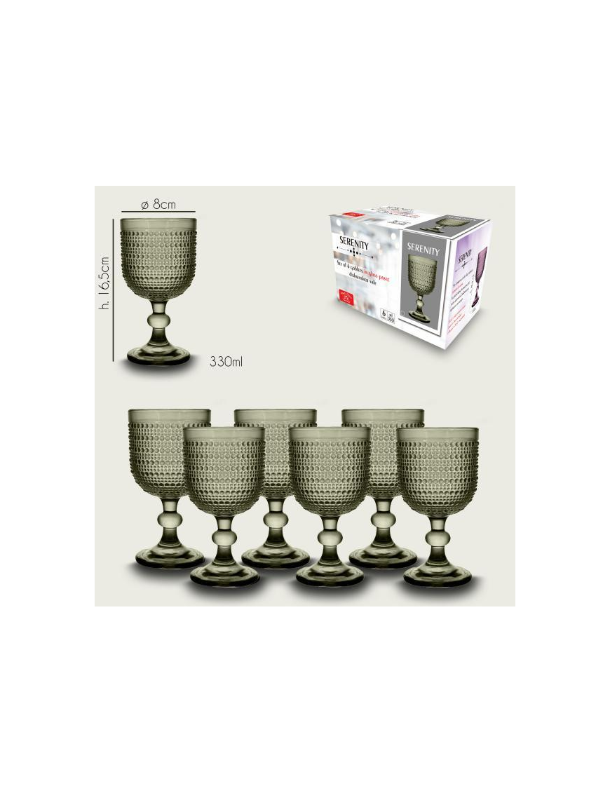 SET 6 CALICI SERENITY IN VETRO FUMe