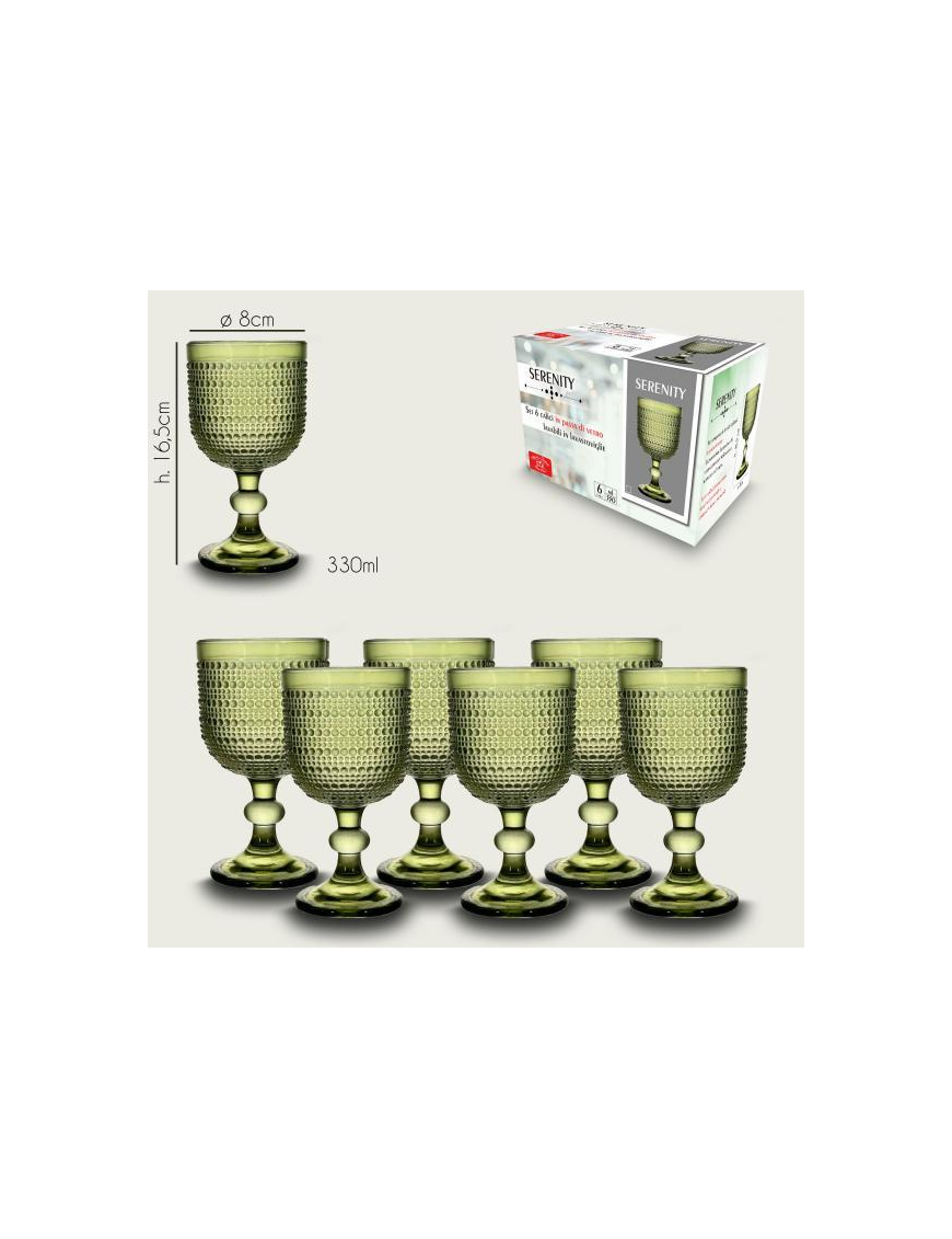SET OF 6 SERENITY GREEN GLASS GLASSES