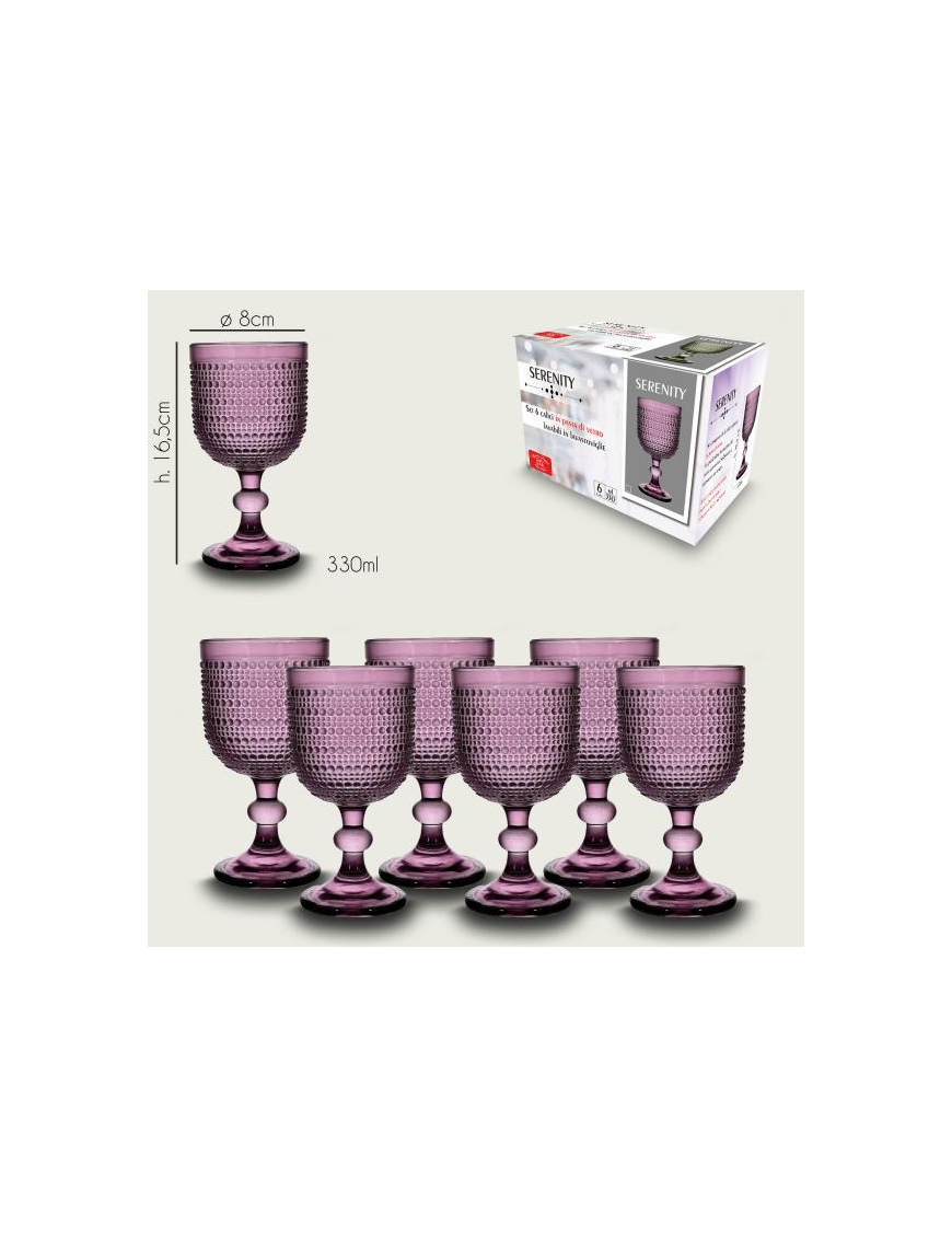 SET OF 6 SERENITY PURPLE GLASS GLASSES