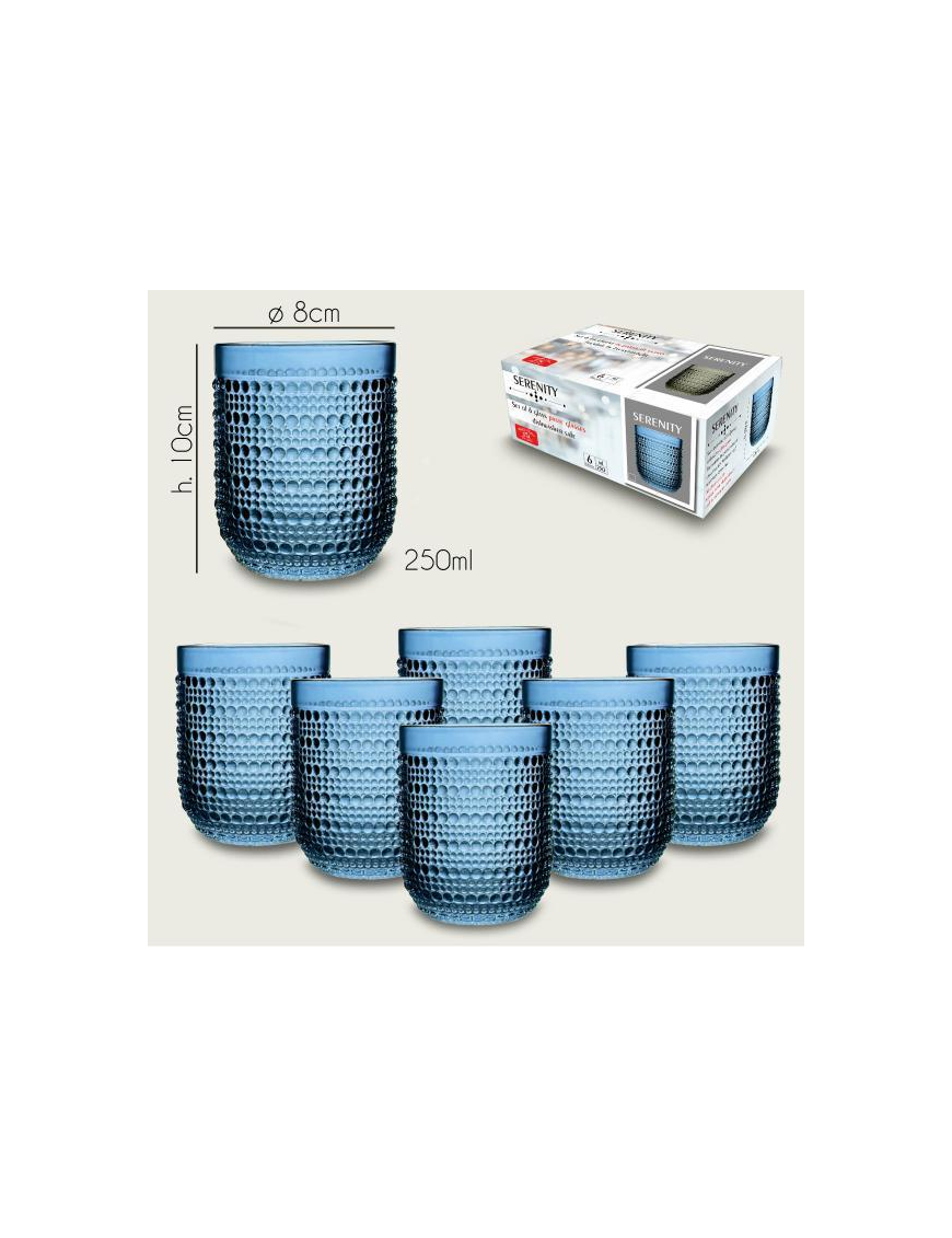 SET 6 TUMBLER SERENITY IN VETRO BLU