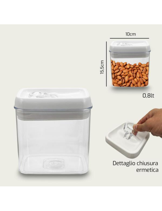 HERMETIC SQUARE CONTAINER 10.5xh15.5cm