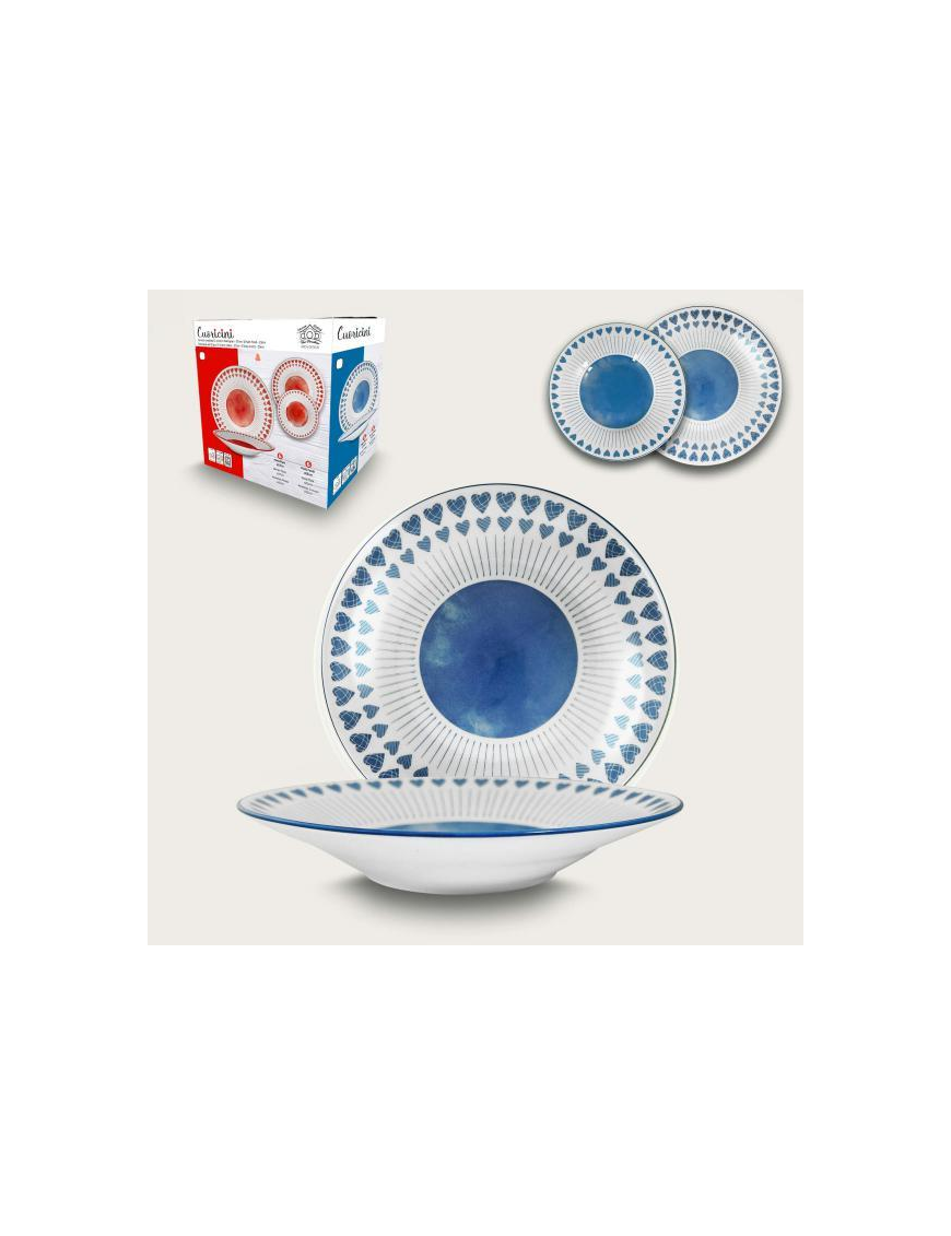 12-piece blue heart tableware set