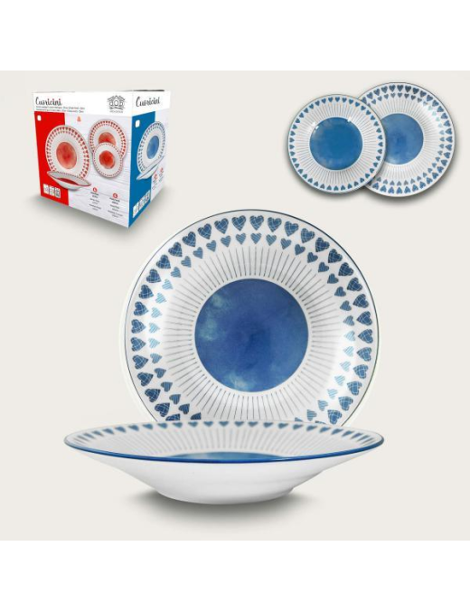 SERVIZIO TAVOLA CUORICINI BLU 12pezzi