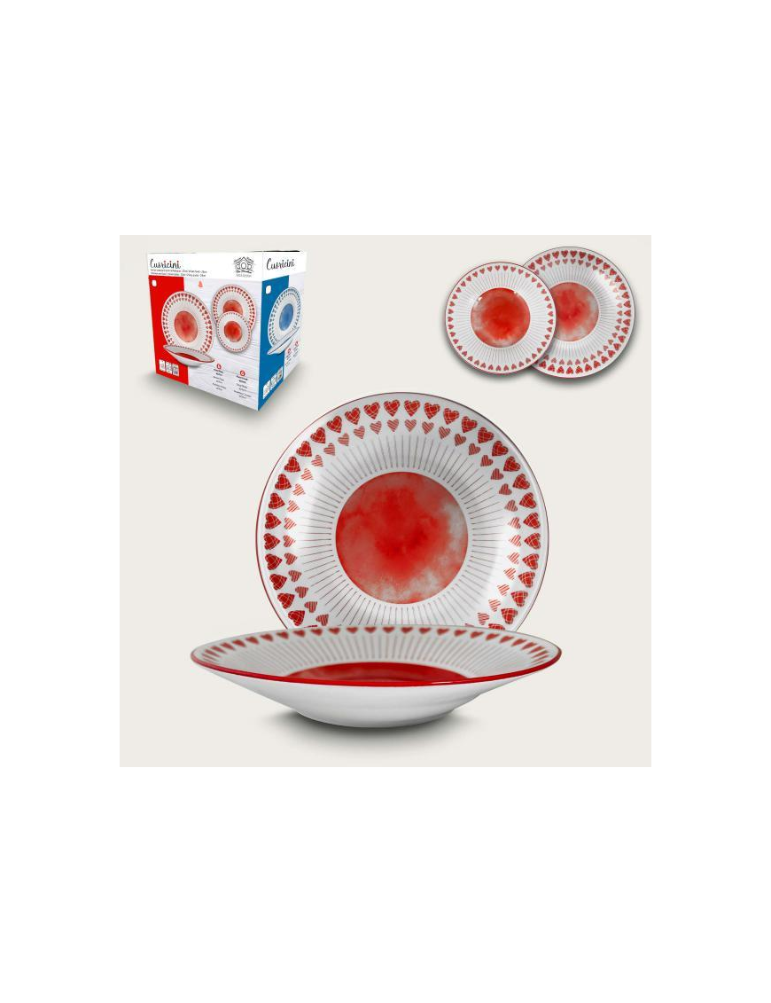 SERVIZIO TAVOLA CUORICINI ROSSO 12pezzi