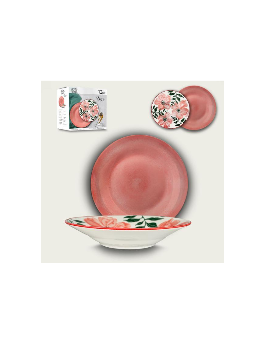 12-piece table service with rose decoration
