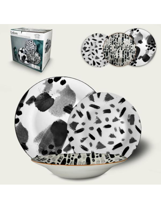18-piece table service with Urban Black decoration