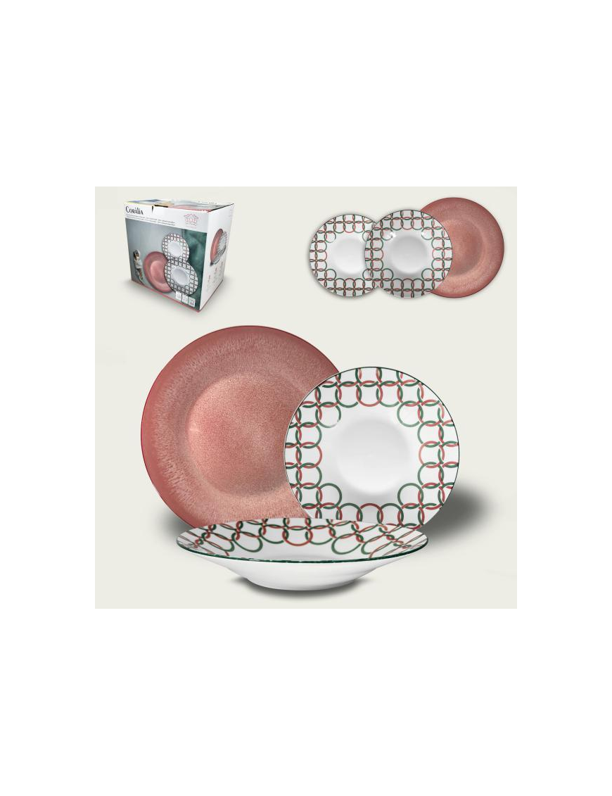 SERVIZIO TAVOLA 18pezzi DECORO CORALIA