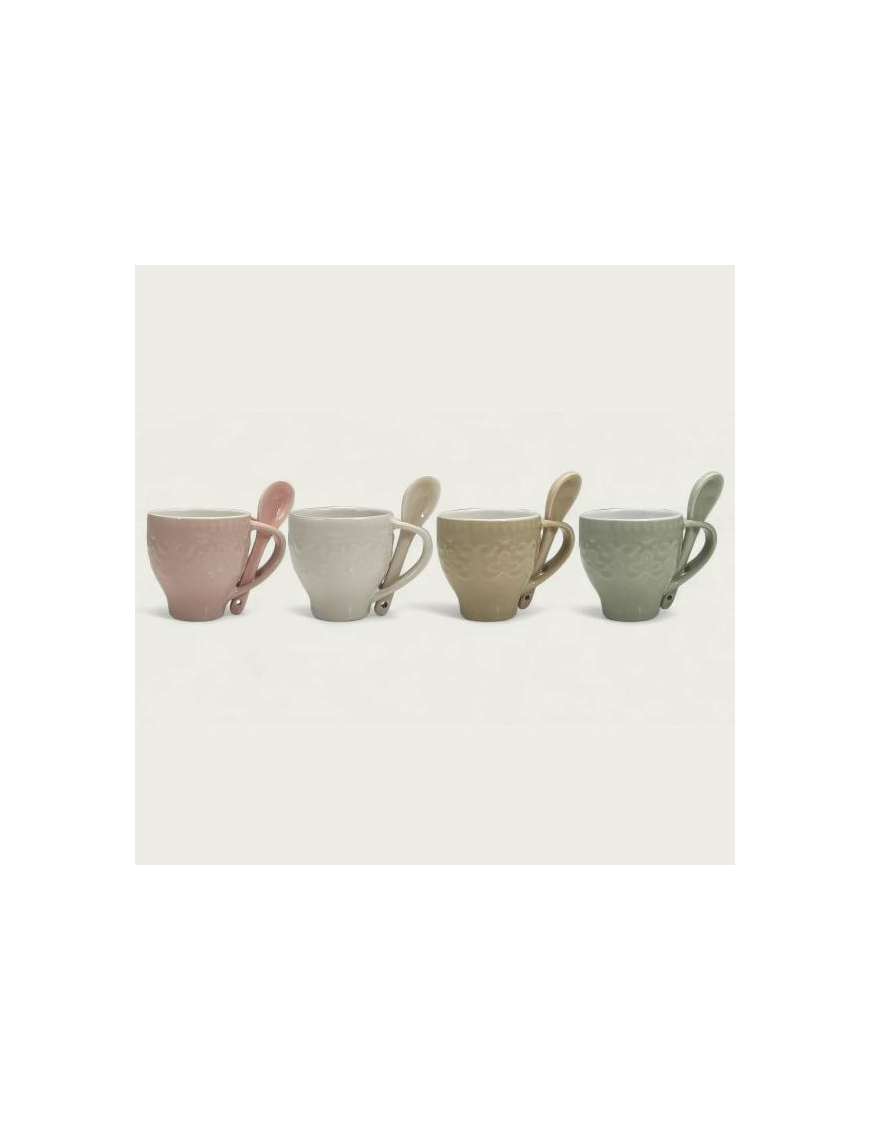 TAZZINA CAFFE' CON CUCCHIAINO SHABBY