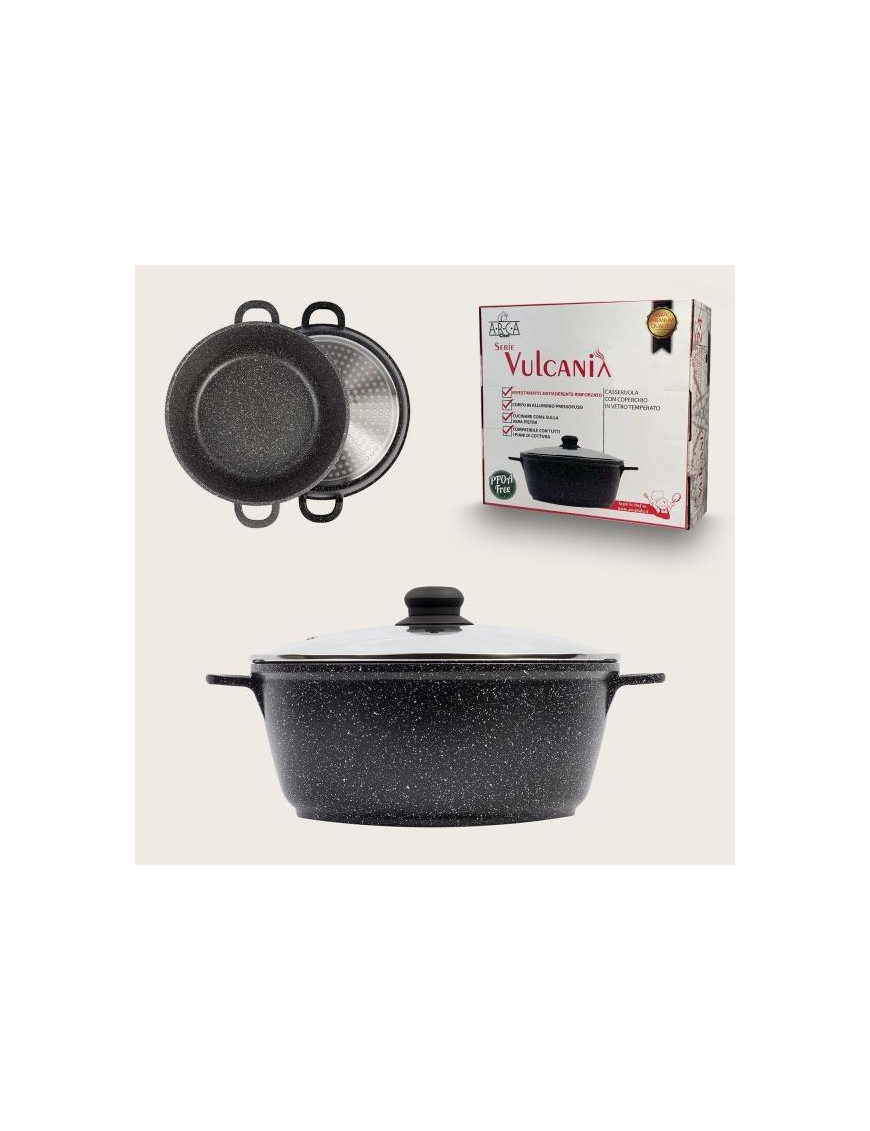 VULCANIA CASSERUOLA 40cm CON COPERCHIO VETRO