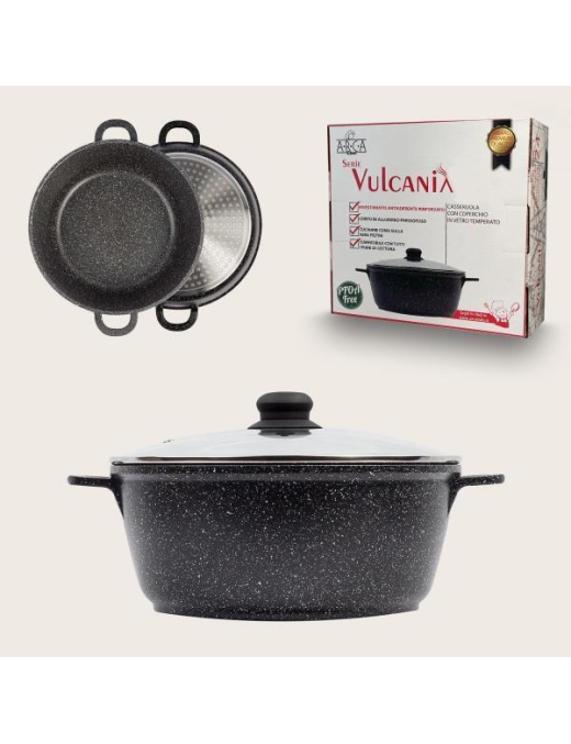 VULCANIA CASSEROLE 40cm WITH GLASS LID
