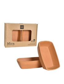 Terracotta Line Baking Dish 13x9cm 2pcs Natural