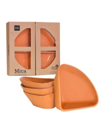 Terracotta line appetizer tray 15x10cm 4pcs natural
