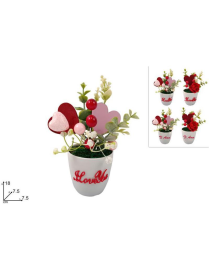 PIANTINA ROSA con CUORI 18 centimetri
