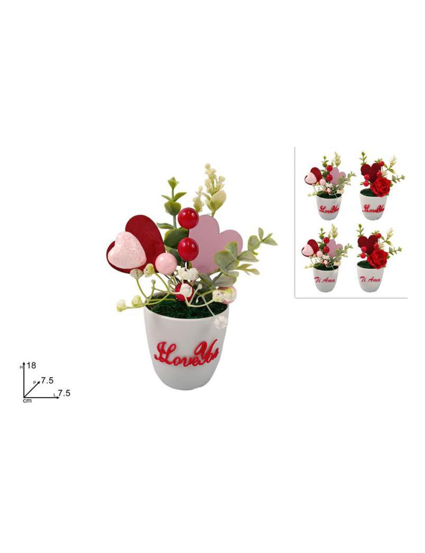 PINK PLANT with HEARTS 18cm