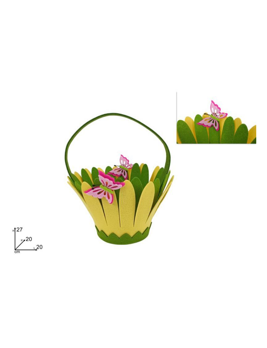 CESTINO CON FARFALLA E FIORE 20cm