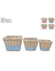 CESTINO BICOLORE QUADRATO SET 3 PEZZI