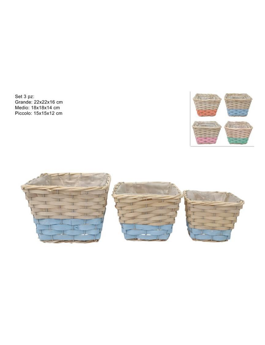 CESTINO BICOLORE QUADRATO SET 3 PEZZI