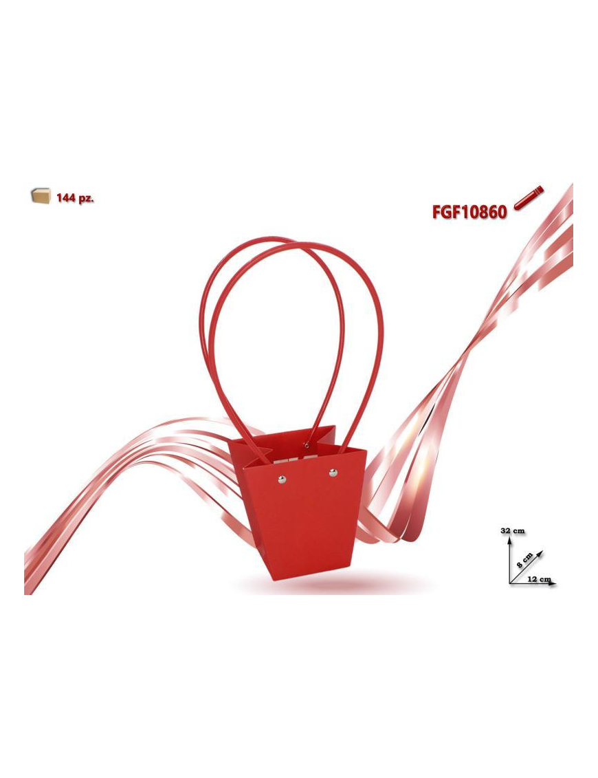 BUSTA CARTA CON MANICO ROSSO 12x 8x32cm