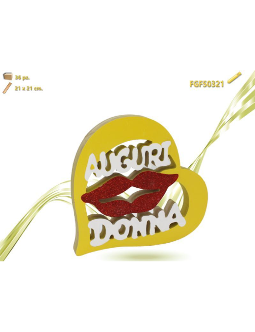 FESTA DELLA DONNA CUORE LEGNO 21cm