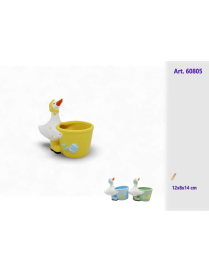 Terracotta vase with duck decoration 12x8x14cm