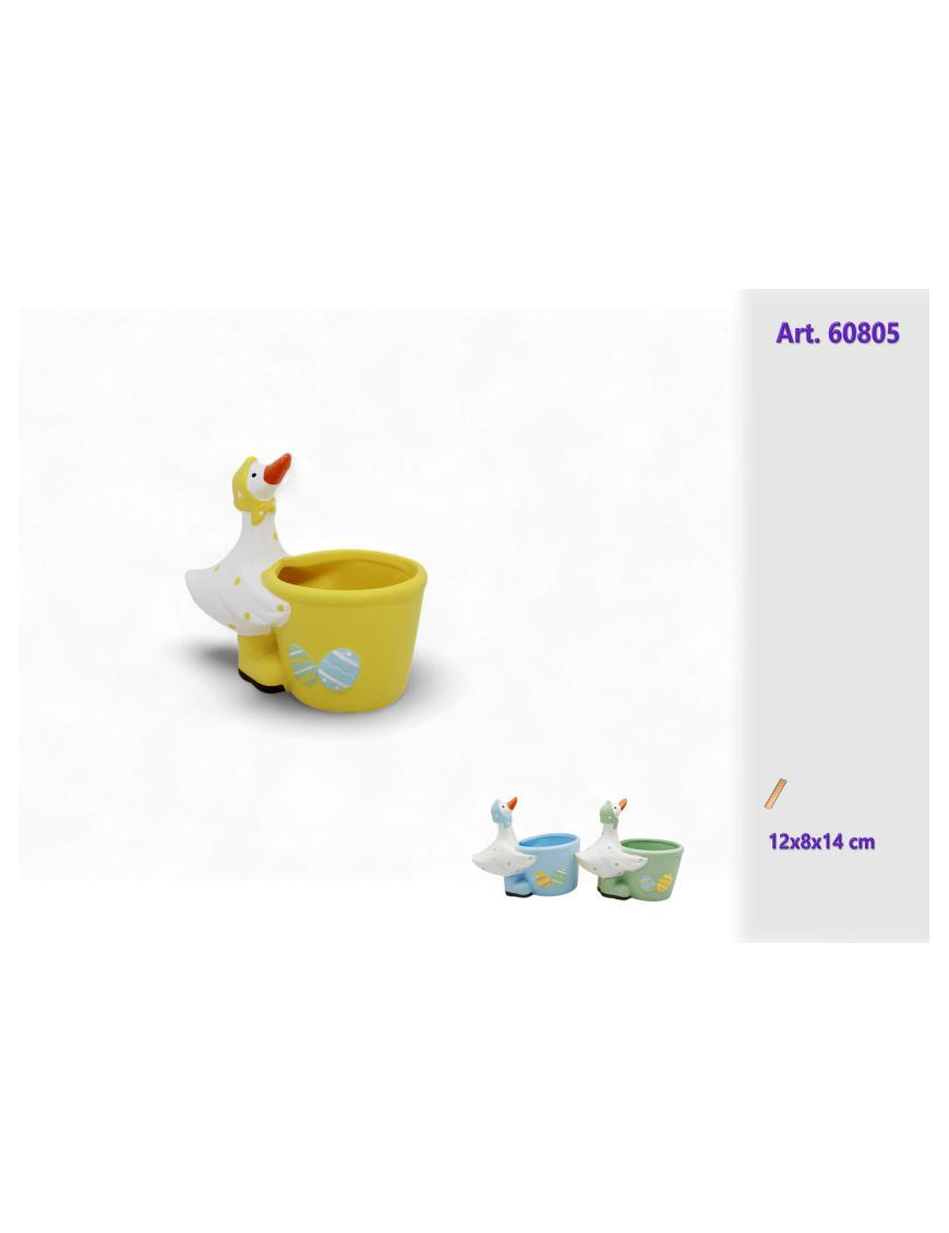 Terracotta vase with duck decoration 12x8x14cm