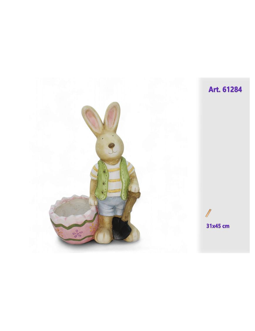 RABBIT WITH BASKET BOY 31x45cm