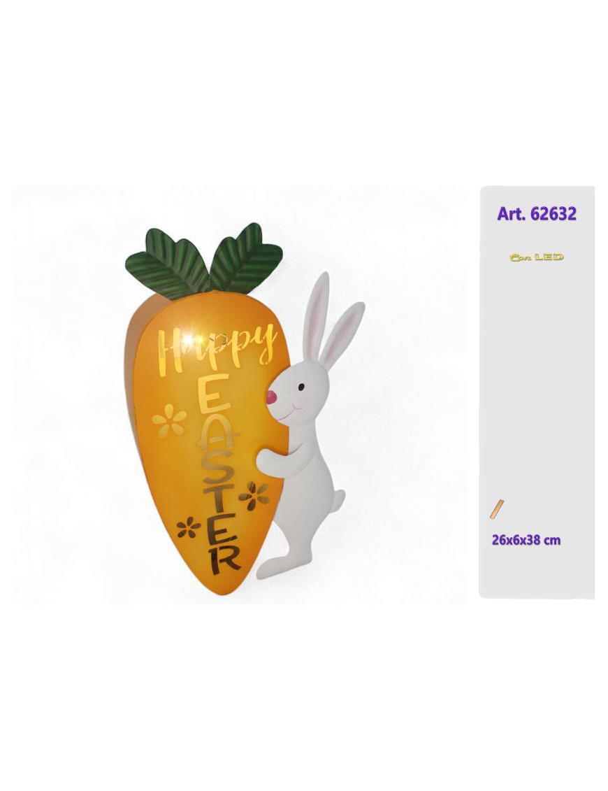 RABBIT WITH CARROT AND LED 26x38cm