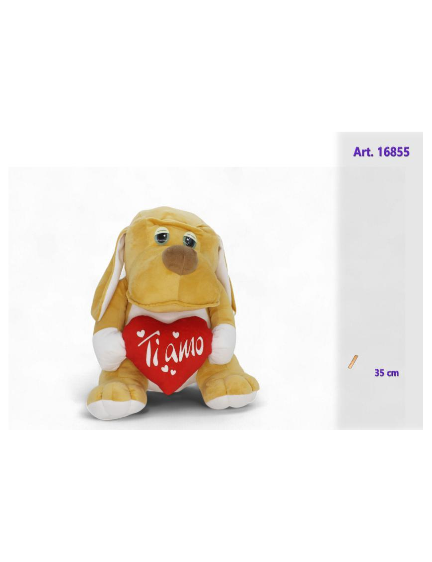 PLUSH DOG WITH HEART 35cm