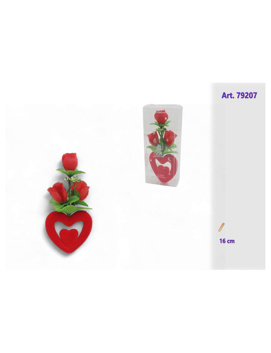 ROSE CON CUORE IN PVC BOX 16cm