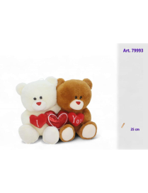 ORSETTI PELUCHE COPPIA CON CUORE 25cm
