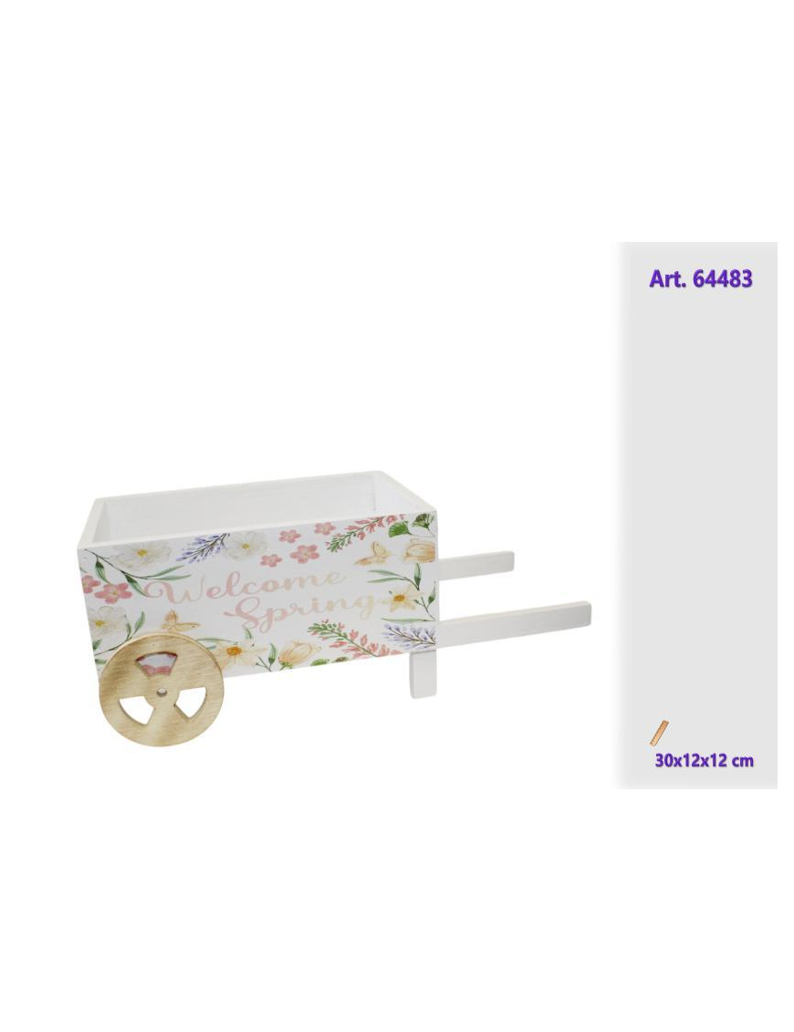WOODEN LINE PLANT CART 30x12x12cm