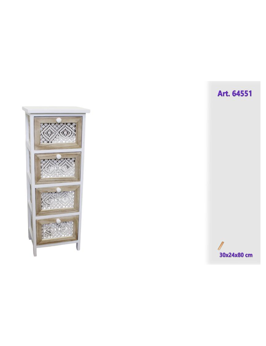 WOOD LINE CHEST OF DRAWERS 30x24x80cm 4 DRAWERS