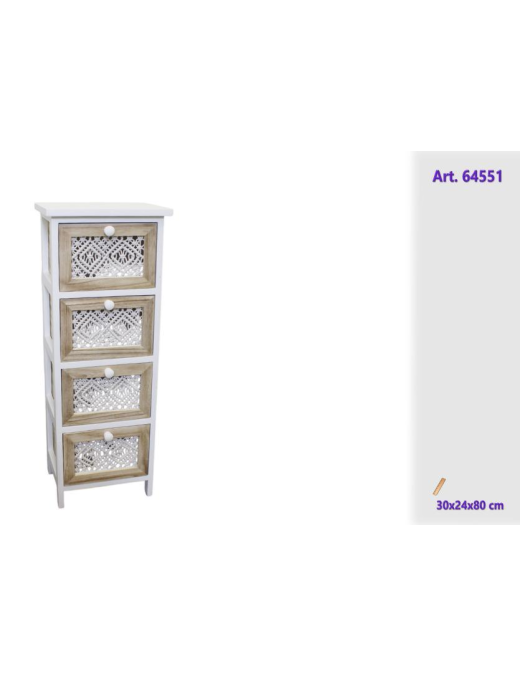 WOOD LINE CHEST OF DRAWERS 30x24x80cm 4 DRAWERS