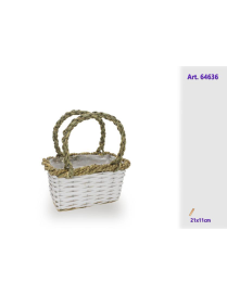 LINEA RATTAN BIANCO CESTO PORTAPIANTA 21x11cm