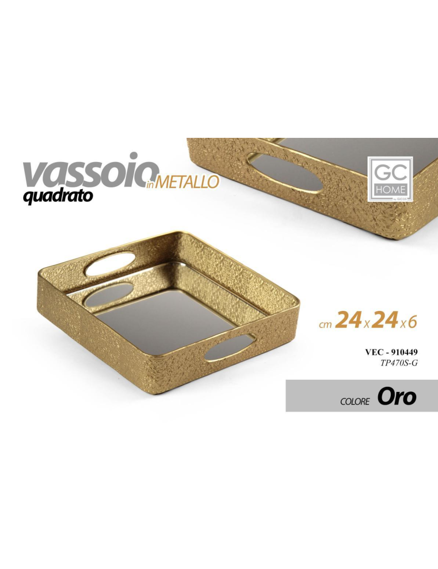 VASSOIO ORO/SPECCHIO QUADRO 24cm