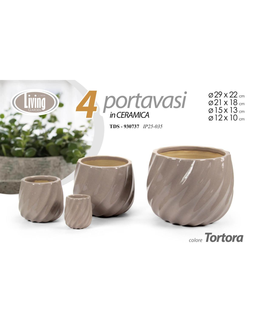 CACHEPOT CERAMICA 4 PEZZI TDS BEIGE