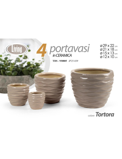 CACHEPOT CERAMICA 4 PEZZI TDS BEIGE