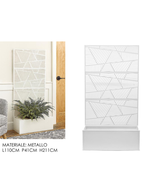 WHITE SCREEN WITH PLANTER 110x41x211cm