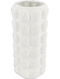 WHITE PEARL LINE ROUND VASE 25cm