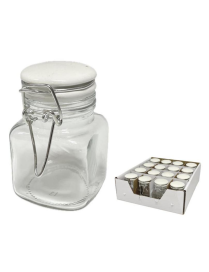 GLASS LINE HERMETIC JAR WITH CERAMIC LID 10cm