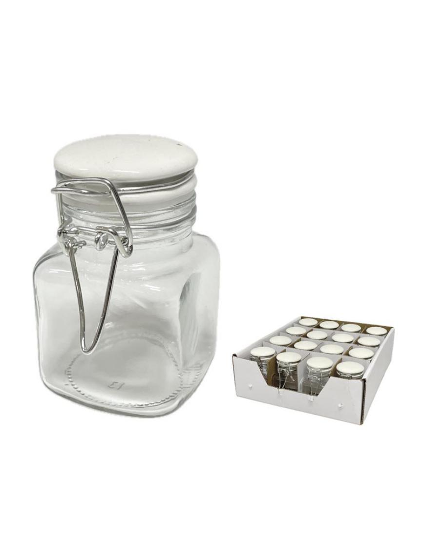 GLASS LINE HERMETIC JAR WITH CERAMIC LID 10cm