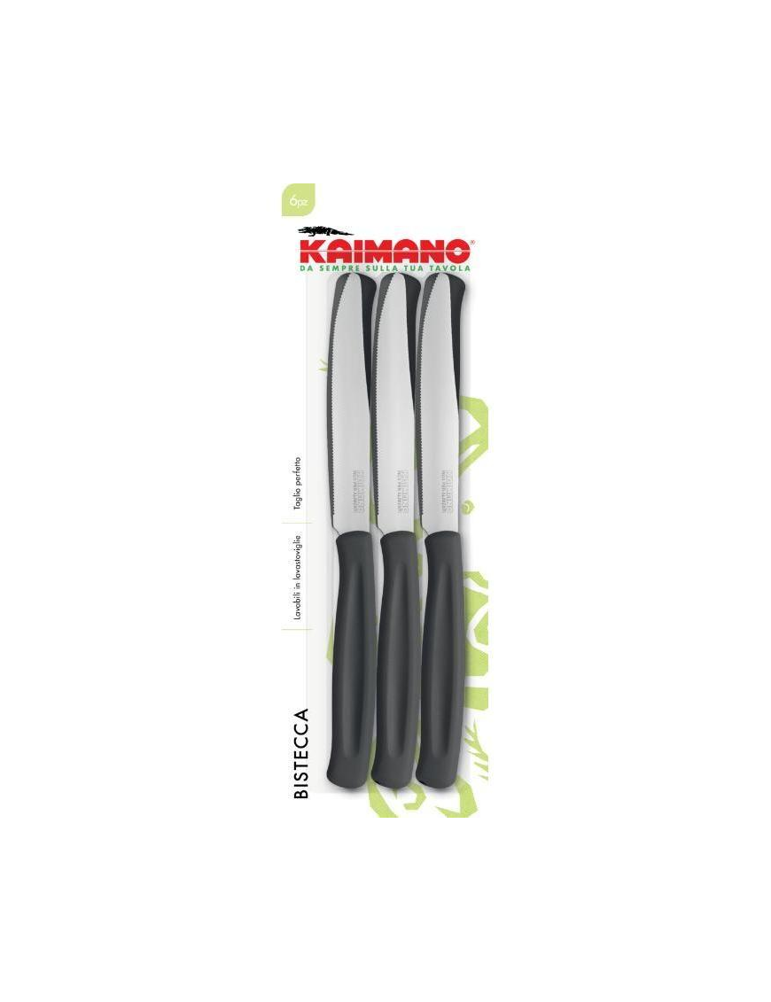 COLTELLI  6 PEZZI BISTECCA KAIMANO NERO