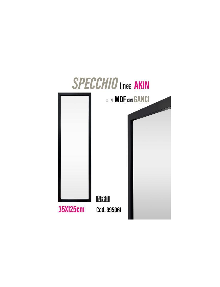 LINEA JOJ SPECCHIO MDF AKIN NERO 35x125cm