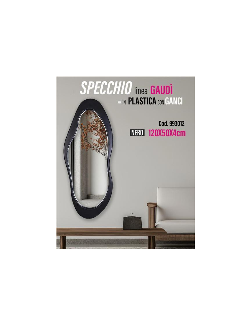 LINEA MIK SPECCHIO GAUDI' NERO 50x4x120cm
