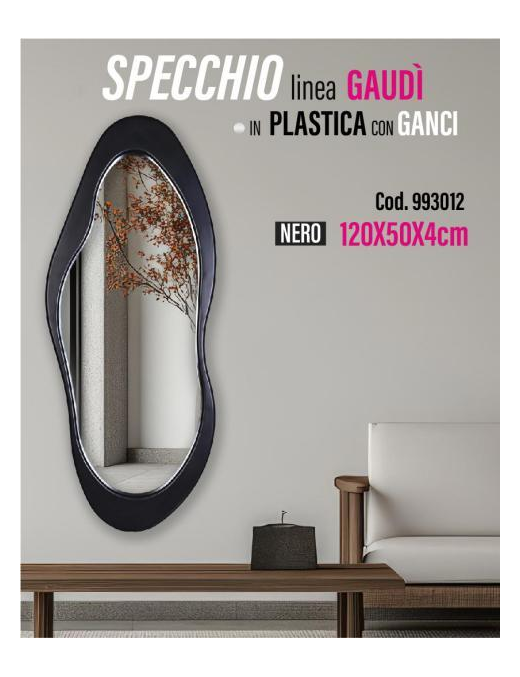 LINEA MIK SPECCHIO GAUDI' NERO 50x4x120cm