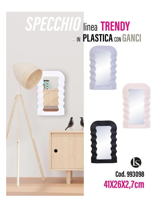 MIK LINE MIRROR 26x2.7x41cm ASSORTED TRENDY COLORS